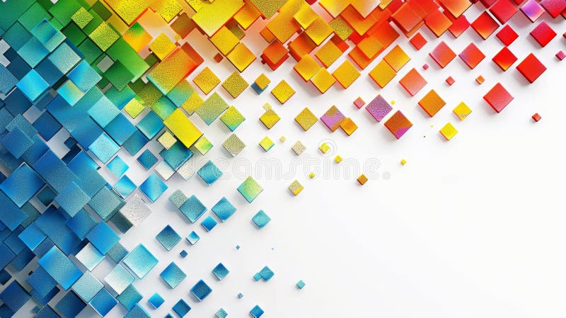Abstract colorful geometric background with vibrant cubes and white space for text vector illustration