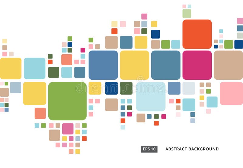 Abstract colorful geometric square border pattern on white background stock illustration