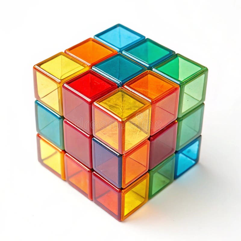 Abstract Colorful Glass Cube Structure stock illustration