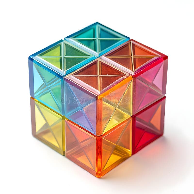 Abstract colorful glass cube structure isolated on white vector illustration