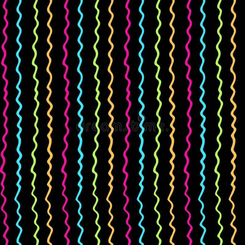 Abstract colorful hand drawn seamless pattern with waves on a black background stock illustration Abstract colorful hand drawn seamless pattern with waves on a black background stock illustration