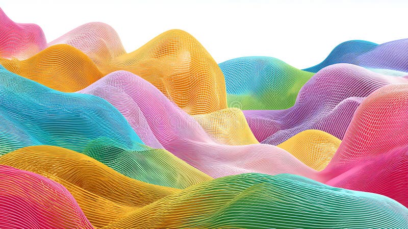 Abstract Colorful Hills Landscape Vibrant Multicolored Wave Pattern Texture royalty free illustration