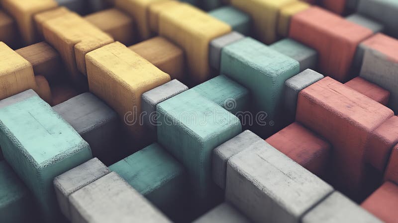 Abstract Colorful Interlocking Cube Pattern Design royalty free stock image