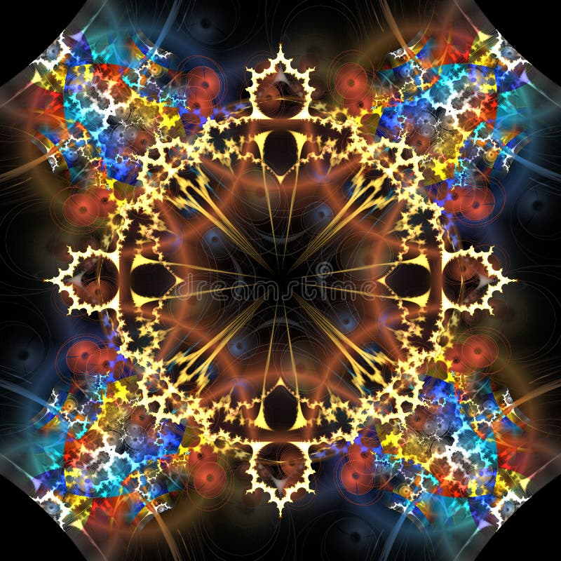 Abstract colorful kaleidoscopic fractal graphic royalty free illustration