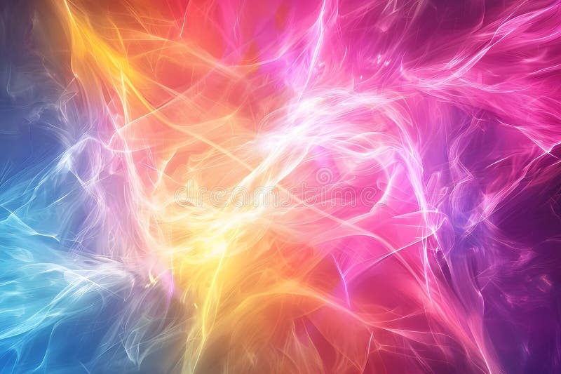 Abstract Colorful Light Trails Dance and Flow Gracefully Across the Screen, Creating a Dynamic and Mesmerizing Visu stock illustration