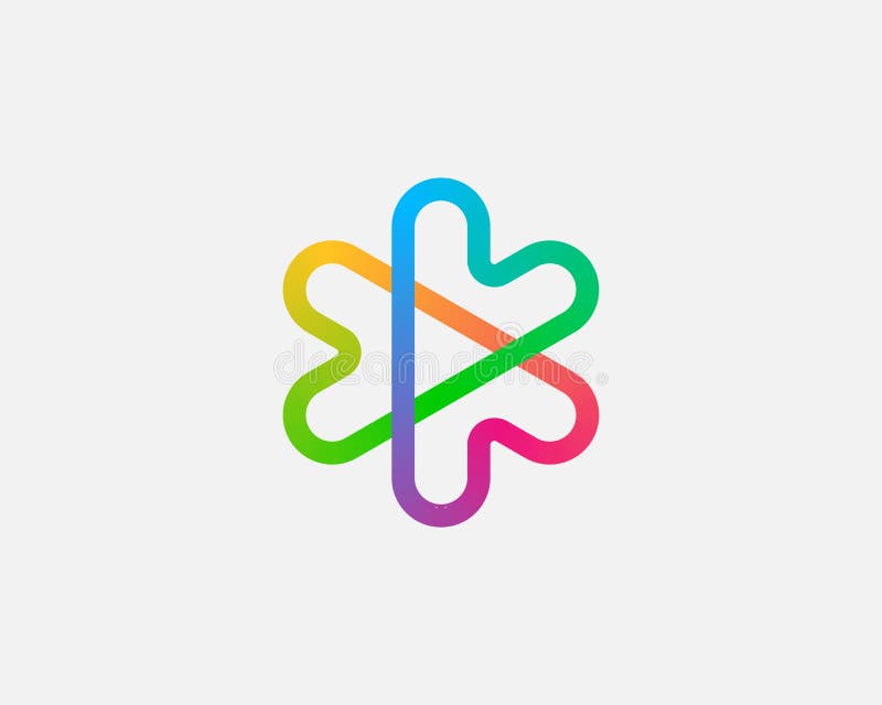 Abstract colorful linear logo icon design abstract modern minimal gradient style illustration. Hearts arrows plus play vector illustration Abstract colorful linear logo icon design abstract modern minimal gradient style illustration. Hearts arrows plus play vector illustration