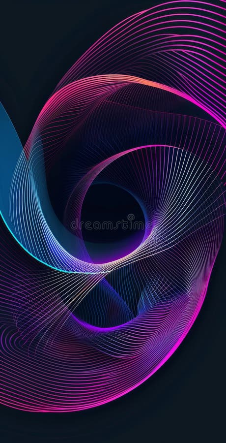 Linii colorate abstracte care formează unde dinamice pe fond întunecat stock photos