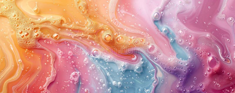 Fond lichid colorat abstract cu bule și vârfuri vibrante stock image