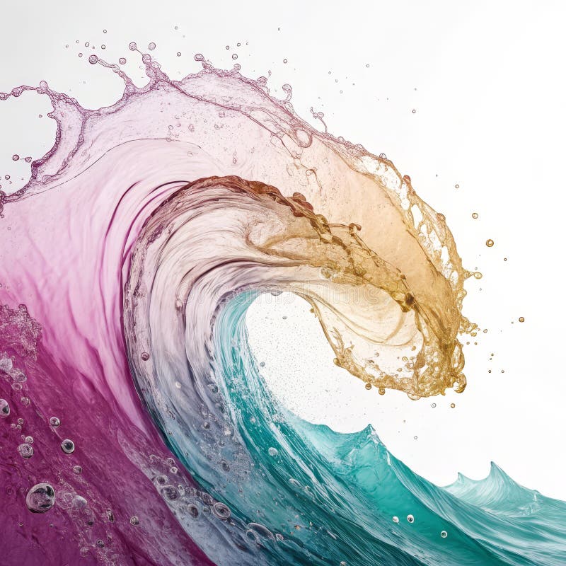 Abstract Colorful Liquid Wave Digital Painting Fluid Dynamics Swirling Motion Teal Purple Liquid Art Fluid Art Vätskekonst royaltyfri illustrationer
