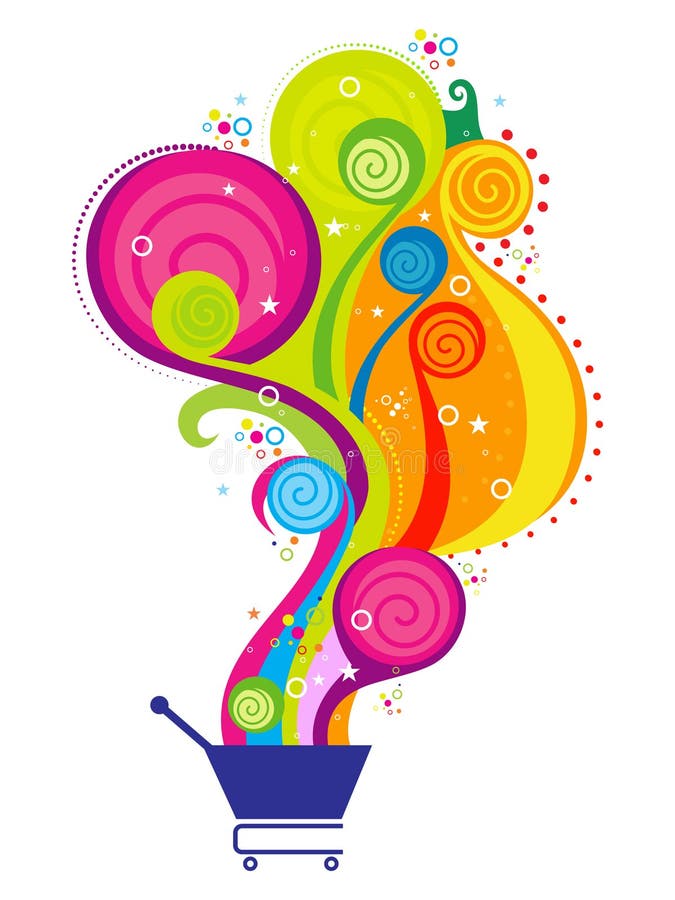 Abstract colorful magical shoppig cart stock illustration Abstract colorful magical shoppig cart stock illustration
