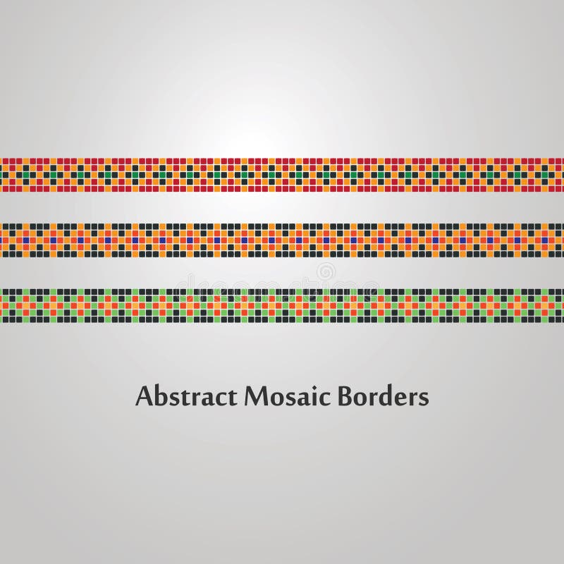 Abstract Colorful Mosaic Border Designs Different Decoration Elements