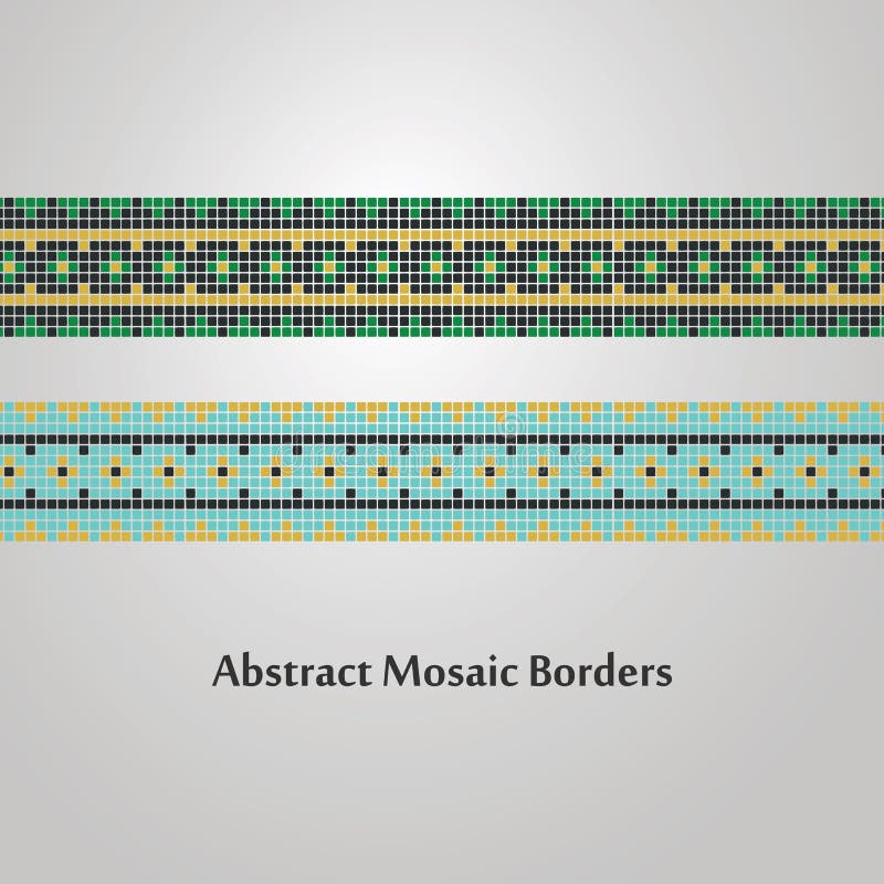 Abstract Colorful Mosaic Border Designs Different Decoration Elements
