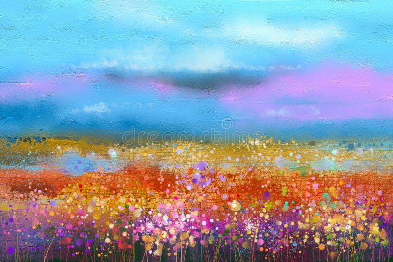 Abstract colorful oil painting landscape background vector illustration