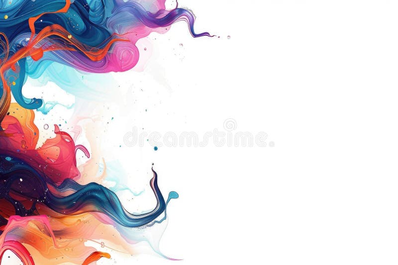Abstract colorful paint splash with blue, red, and orange hues. Digital. AIG51. royalty free illustration