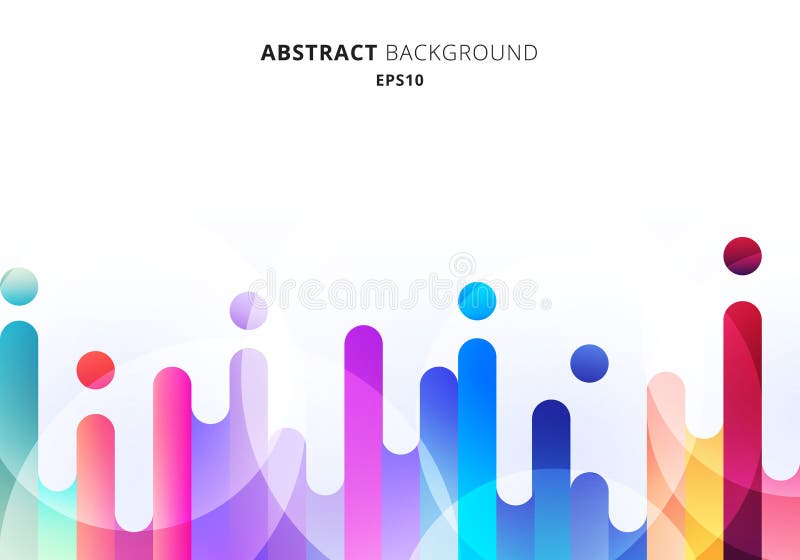 Abstract colorful rounded lines transition elements on white background with circles bokeh