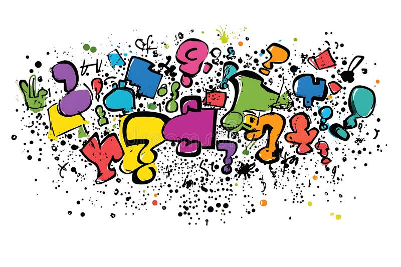 Abstract Colorful Shapes and Black Splashes on White Background vector illustration