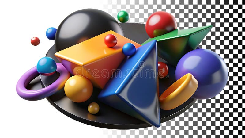 Abstract colorful shapes, modern design, geometric elements, vibrant art png transparent image Generative AI stock illustration