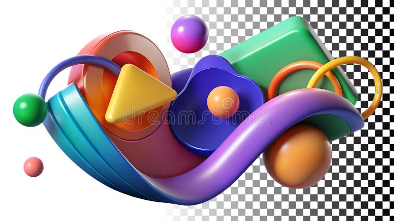 Abstract colorful shapes, playful design, modern and vibrant png transparent image Generative AI stock illustration