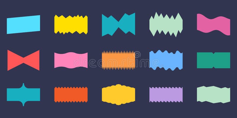 Abstract Colorful Simple Shapes Set. Geometric Design Elements for Website Decoration. Curved Forms, Divider Collection stock illustration
