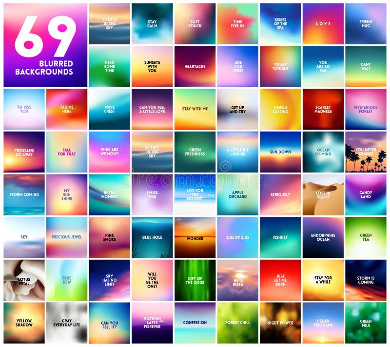 69 abstract colorful smooth blurred vector backgrounds for design With various love quotes