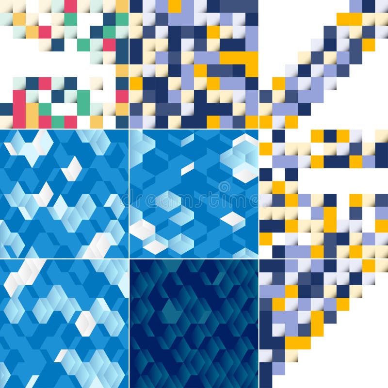 Abstract colorful square background pack of 16 stock illustration