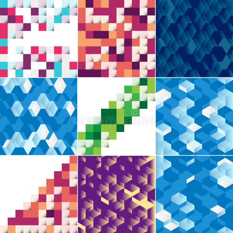 Abstract colorful square background pack of 18 stock illustration
