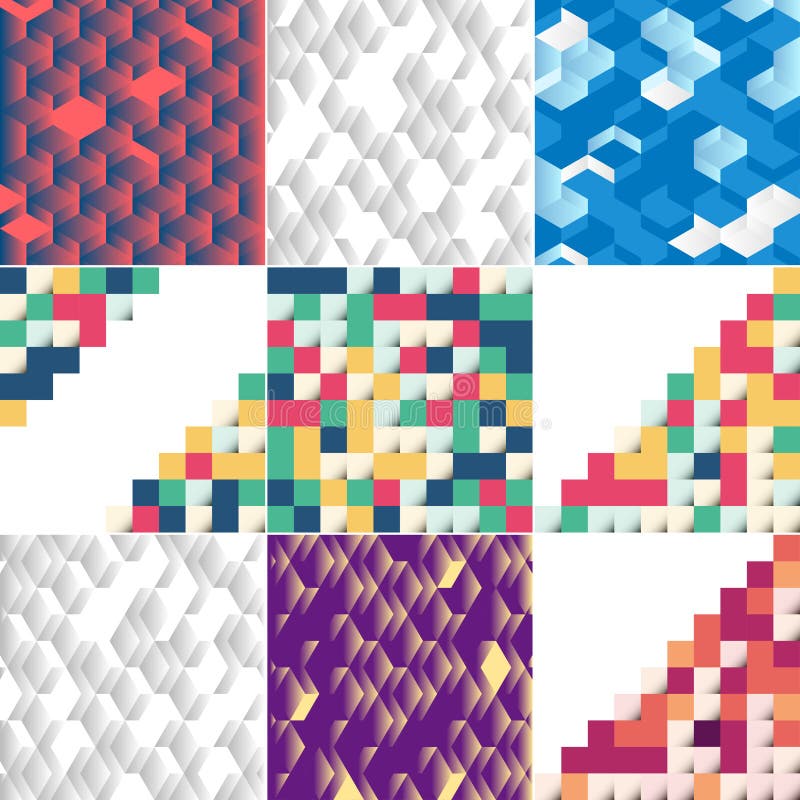 Abstract colorful square background pack of 12 stock illustration