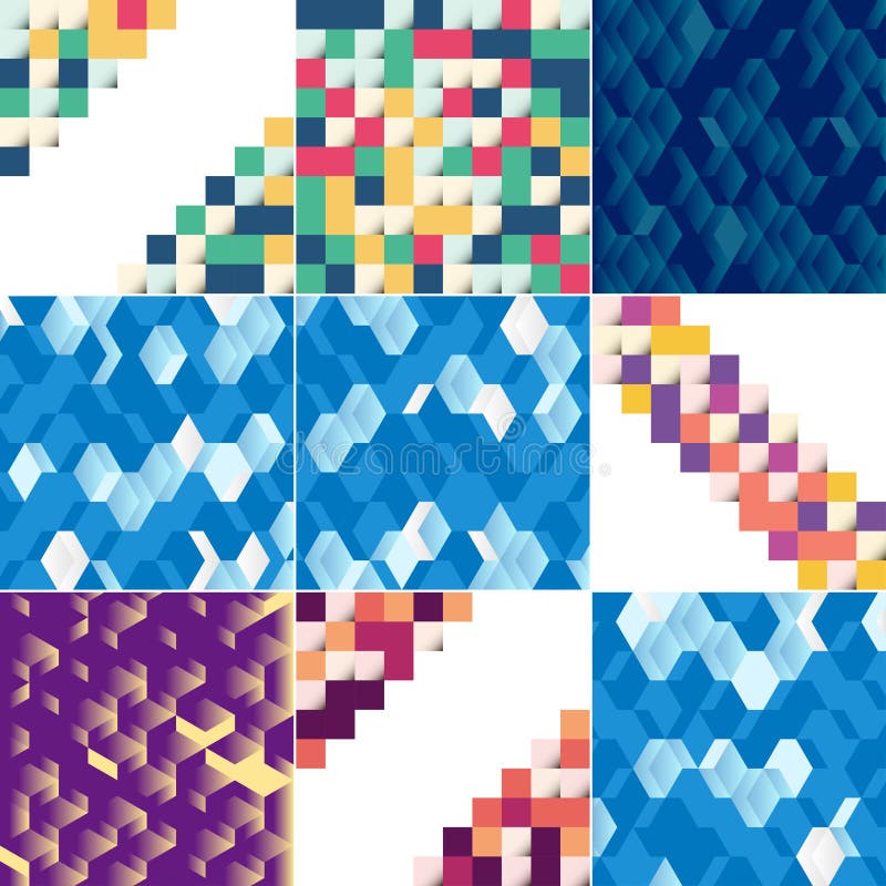 Abstract colorful square background pack of 10 royalty free illustration
