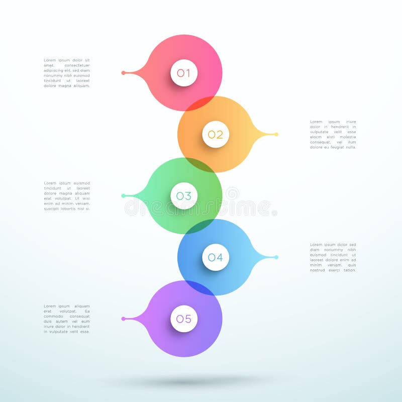 Abstract Vector 3d Stacked 5 Step Circle Infographic