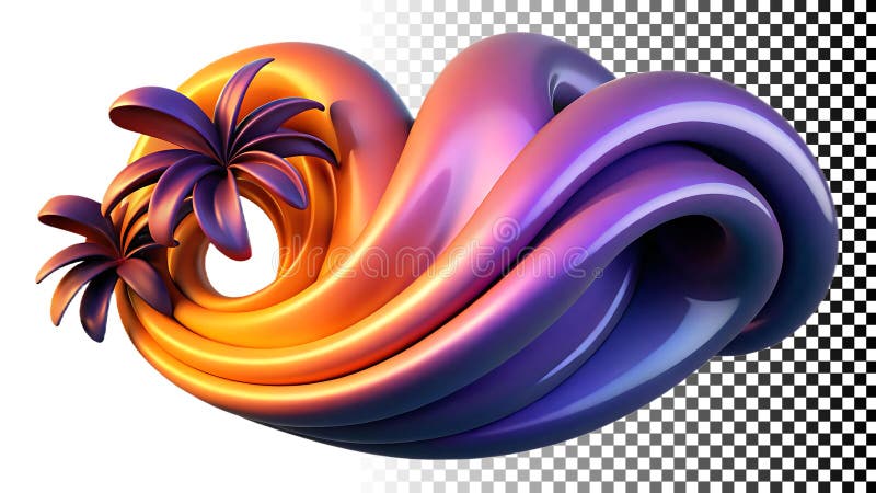 Abstract colorful swirl, vibrant design and artistic motion element png transparent image Generative AI stock illustration