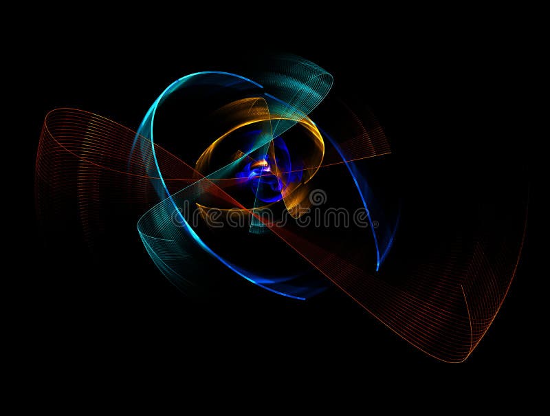 Abstract colorful technology or scientific background, computer-generated image. Fractal backdrop with tech style round and rays.
