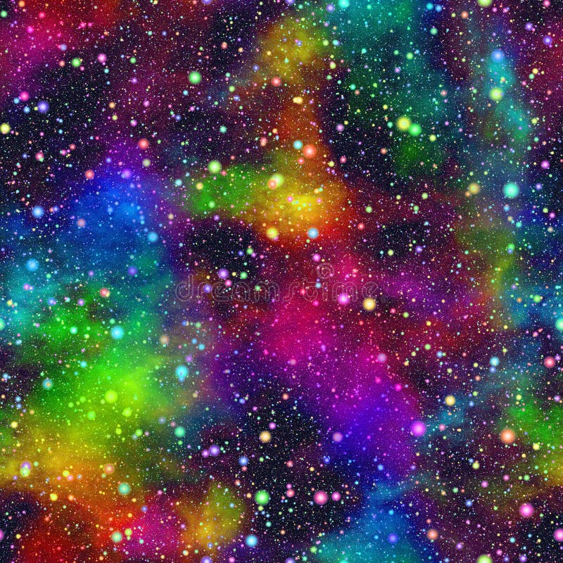 Abstract colorful universe, Nebula night starry sky, Multicolor outer space, Galactic texture background, Seamless illustration