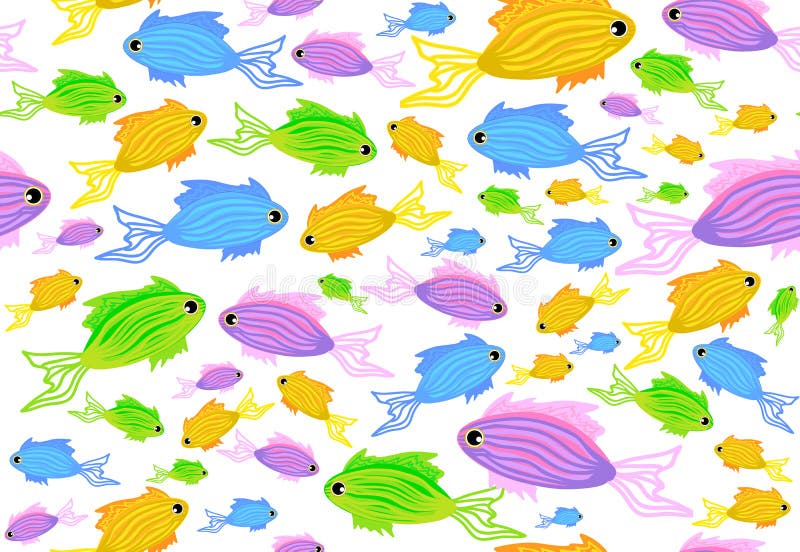 Abstract colorful vector seamless pattern with marine fish vector illustration