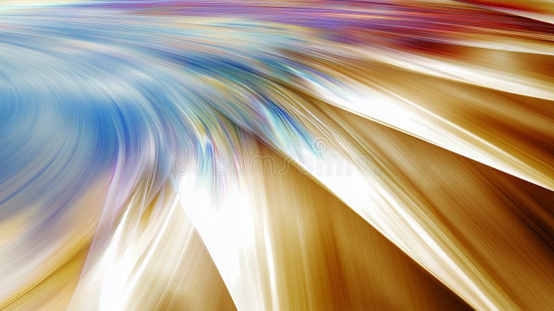 Abstract colorful wave of blue and gold light streaks stock photography