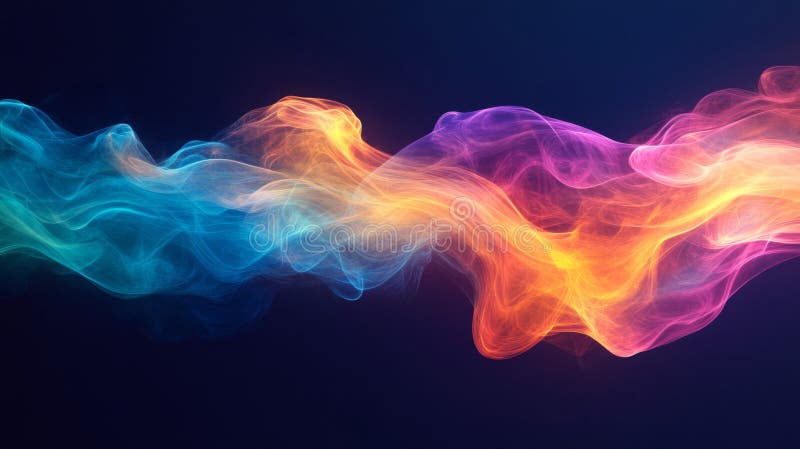 Abstract Colorful Wave Flowing Particle Background stock photo