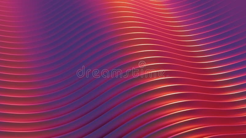 Abstract colorful wavy background lines in bright warm orange and blue colors. Seamless looping wallpaper animation. 3D