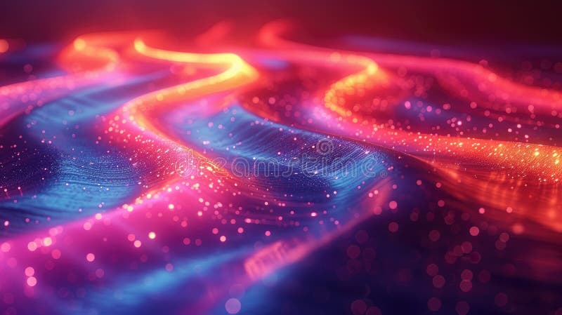 Abstract colorful wavy lines with neon lights. Digital art for design. AIG53. royalty free illustration