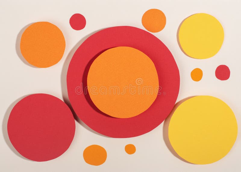 Abstract Colourful Circles Composition. Handmade Paper Collage. 3D