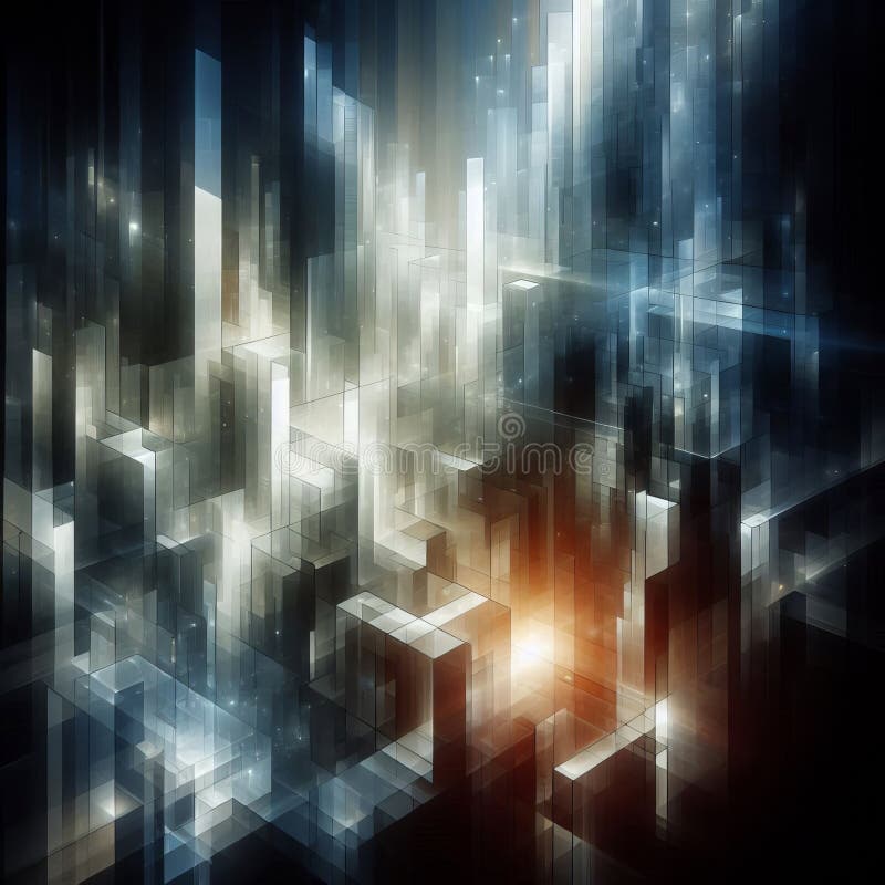 An abstract composition of angular buildings and diffuse light royalty free illustration