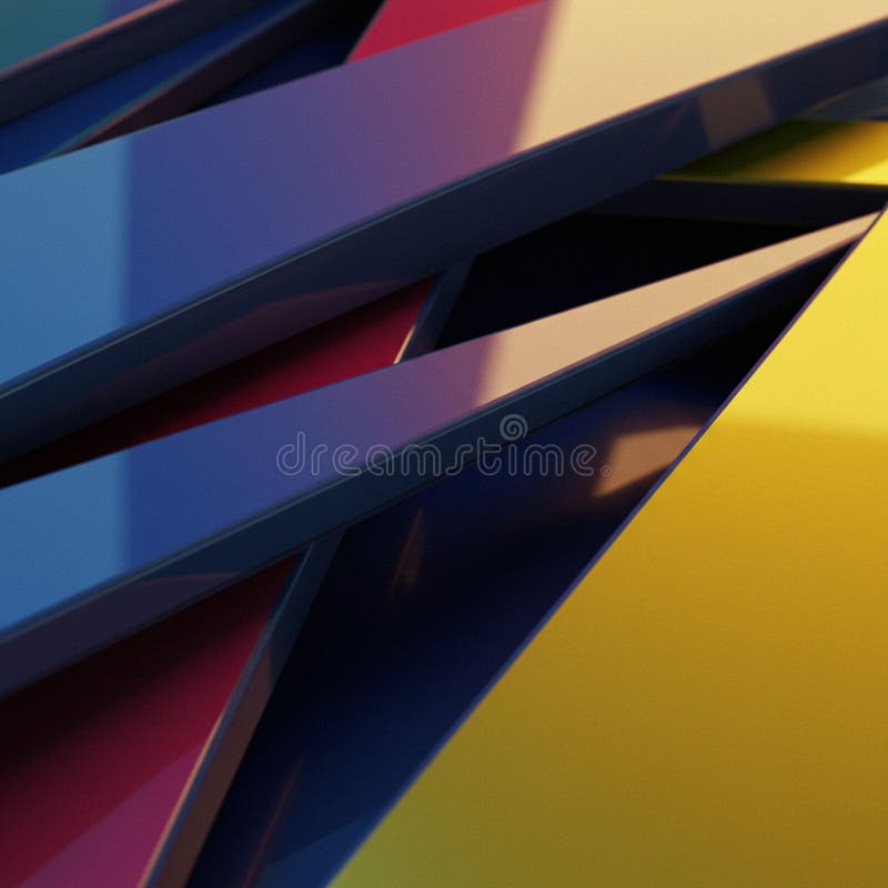 Abstract composition featuring angular, overlapping shapes with a glossy finish. The stock illustration