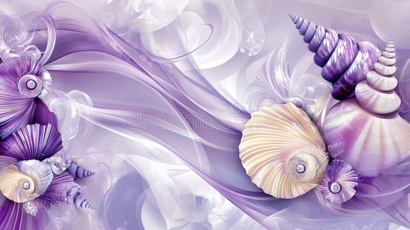 Abstract seashell symphony in lavender, creating a calming marine aesthetic royalty free illustration