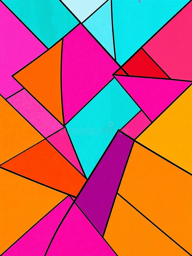 Abstract Composition of Interlocking Geometric Shapes in Bright Colors vector illustration