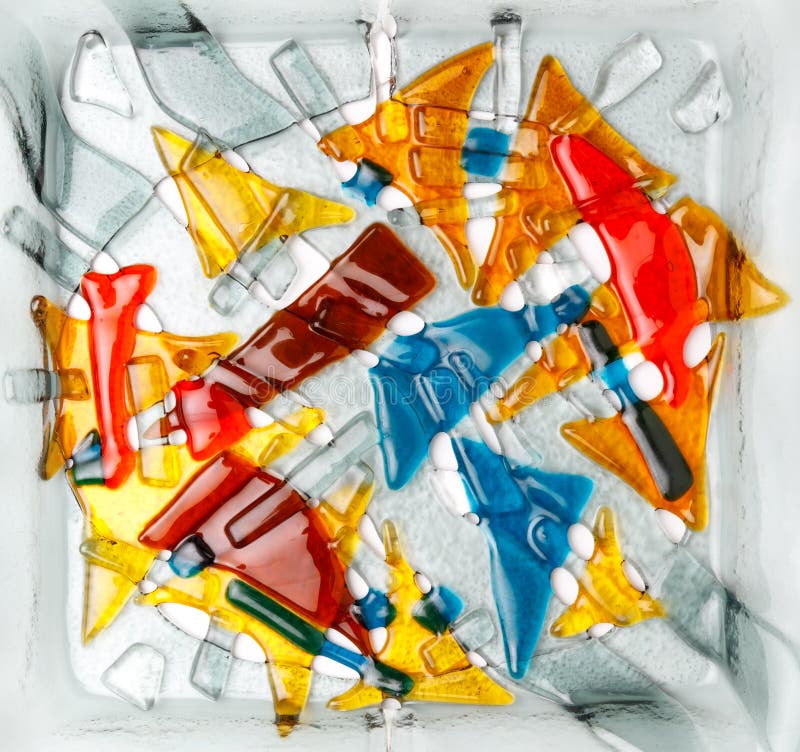 Abstract composition made of colored glass by fusing technology royalty free illustration