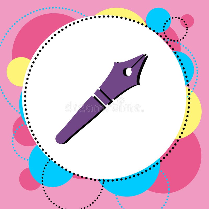 Abstract composition with pen icon. Simple geometric figures, art background vector illustration
