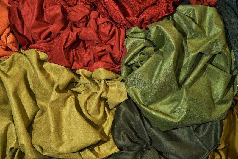 Abstract Composition Of Plain Fabrics Of Various Colors Background