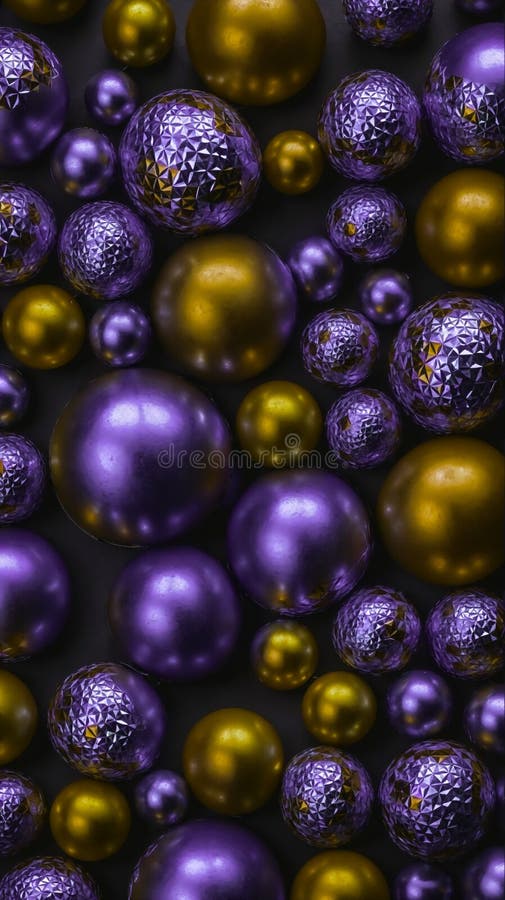 Abstract Composition of Purple and Gold Spheres, High Resolution Texture, Studio Shot royalty free illustration