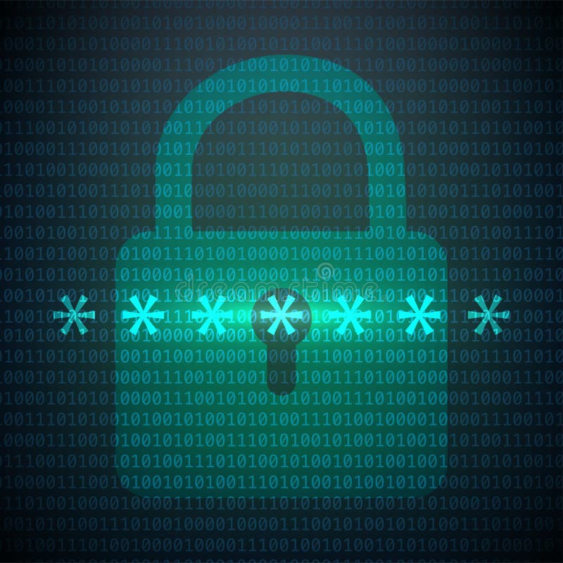 Abstract computer background with binary code and lock vector illustration