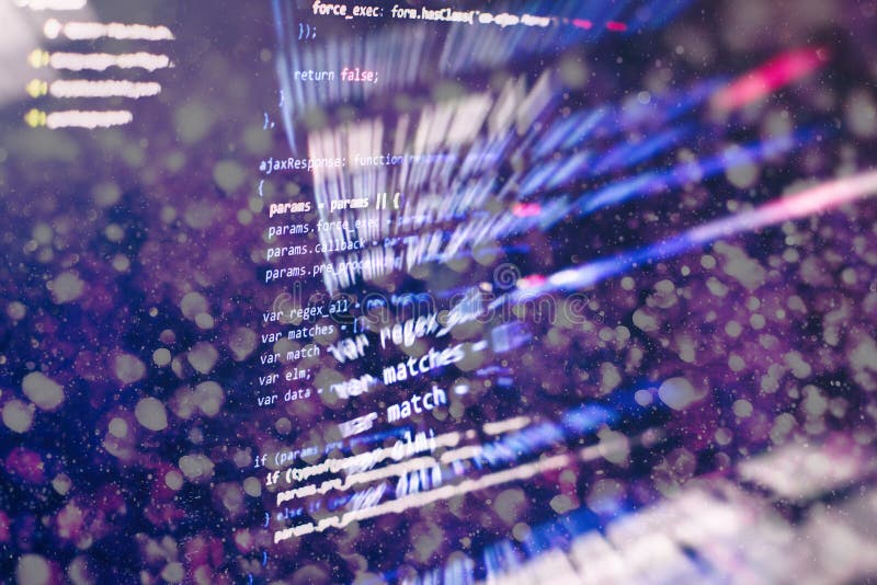 Abstract computer script about big data and blockchain database. Software developer programming code. Mining Cryptocurrency royalty free stock photography
