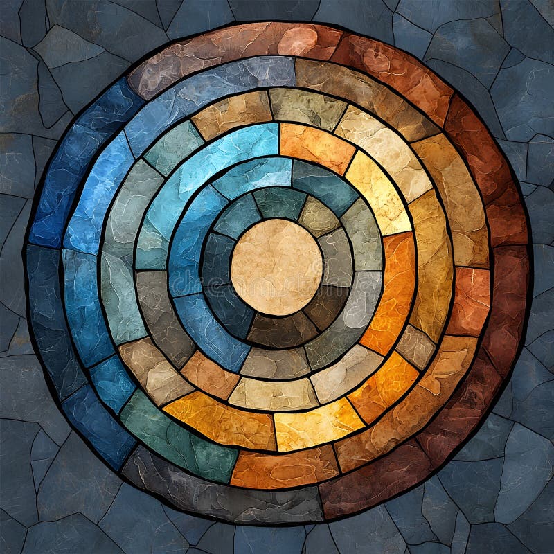 Abstract Concentric Stone Circles Mandala Pattern royalty free illustration
