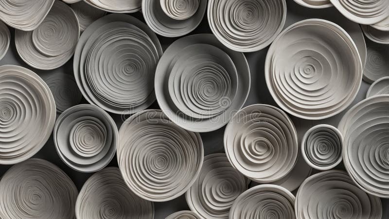 Abstract concentric circles paper art in monochrome tones portraying endless patterns and depth. A visually captivating abstract image featuring concentric paper circles in shades of gray, showcasing intricate patterns and depth, evoking a sense of infinity and artistic sophistication. AI generated image